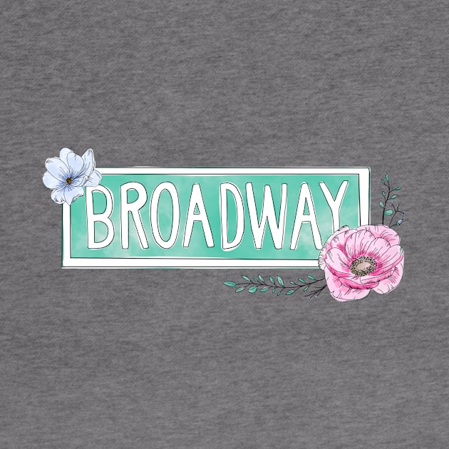 Watercolor Floral Broadway Sign | NYC Palette by alfrescotree